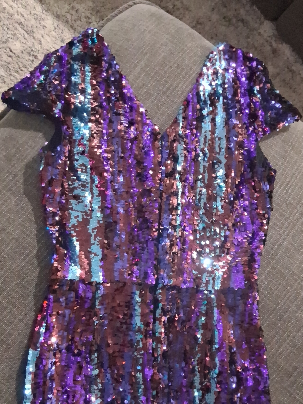NWT Dress The Population Size Medium Iridescent Purple Teal Sequin Midi Dress - Picture 10 of 13